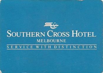 1989 Scanlens VFL #12 Southern Cross Hotel Ad Front
